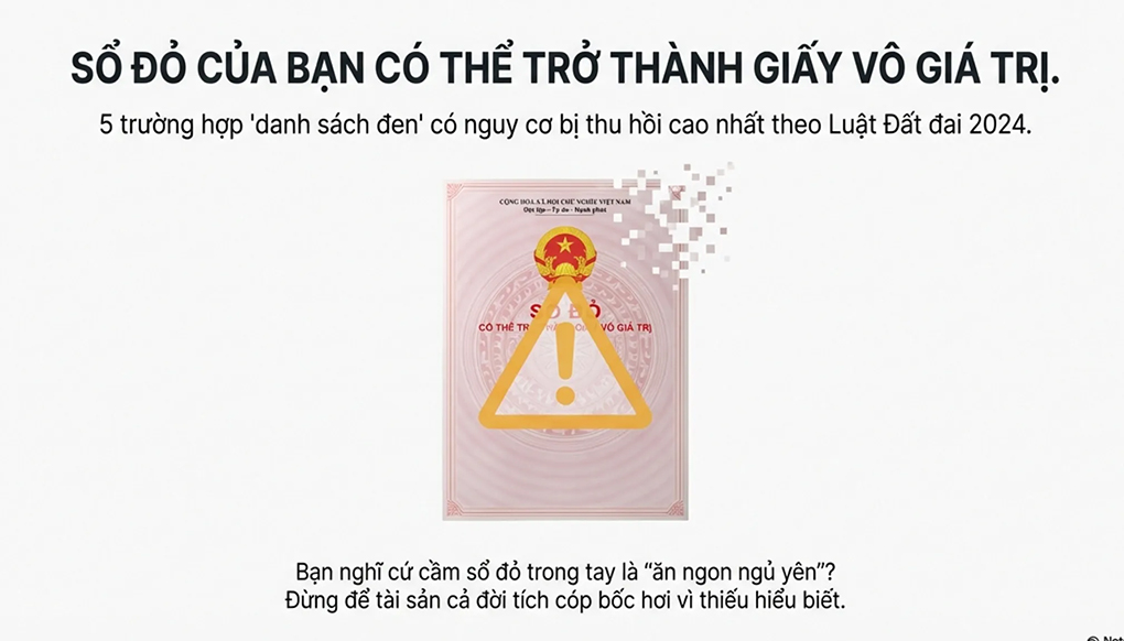 SỔ ĐỎ CŨNG CÓ 'HẠN SỬ DỤNG'? 5 LOẠI SỔ ĐỎ CÓ THỂ BỊ THU HỒI THEO LUẬT MỚI 2024   