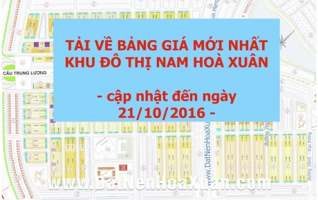 Cập nhật bảng giá mới nhất Nam Hoà Xuân- ngày 21 tháng 10 năm 2016 