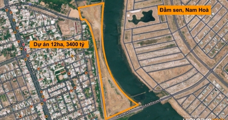 Cận cảnh gần 12 ha - khu đô thị 3400 tỷ đang được xây dựng ở mặt tiền sông Nam Hoà Xuân, Đà Nẵng (đôí diện khu Đầm Sen)