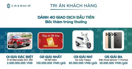 Tri ân khách hàng khi đặt mua dự án CASAMIA ưu đãi cực lớn trong tháng 7.2020