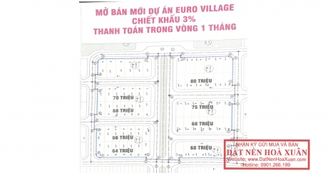 Nhanh tay mua ngay Euro village 1 duy nhất trong hôm nay