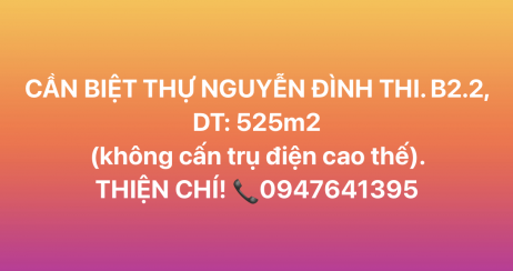 CẦN BIỆT THỰ NGUYỄN ĐÌNH THI. B2.2, HOÀ XUÂN 
