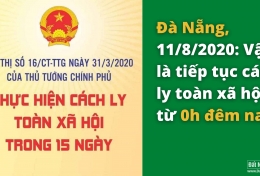 Đà Nẵng, 11/8/2020: Vậy là tiếp tục cách ly toàn xã hội từ 0h đêm nay.