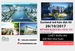 Nóng: Sunland mở bán Block B2.150 & B2.153 bên trái Cầu Trung Lương - Nam Hòa Xuân (Đợt 40, ngày 26/10/2017)