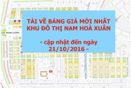 Cập nhật bảng giá mới nhất Nam Hoà Xuân- ngày 21 tháng 10 năm 2016 