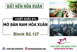 TIẾP TỤC MỞ BÁN KHU VỰC ĐẦM SEN BLOCK B2.137 (Đợt 44) GỒM CÁC LÔ HƯỚNG ĐÔNG NAM