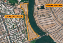 Cận cảnh gần 12 ha - khu đô thị 3400 tỷ đang được xây dựng ở mặt tiền sông Nam Hoà Xuân, Đà Nẵng (đôí diện khu Đầm Sen)