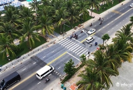 Học tập các nước tiên tiến, Đà Nẵng tạo lối đi bộ giảm tốc để phục vụ khách du lịch biển và người dân.