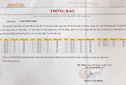 Thông báo: Thay đổi cách đếm số tại Block B2.23 Võ Chí Công
