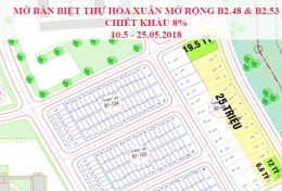 Mở Bán Mới: B2.48 Và B2.53 Biệt Thự Khu Hoà Xuân Mở Rộng, Chiết Khấu 8%