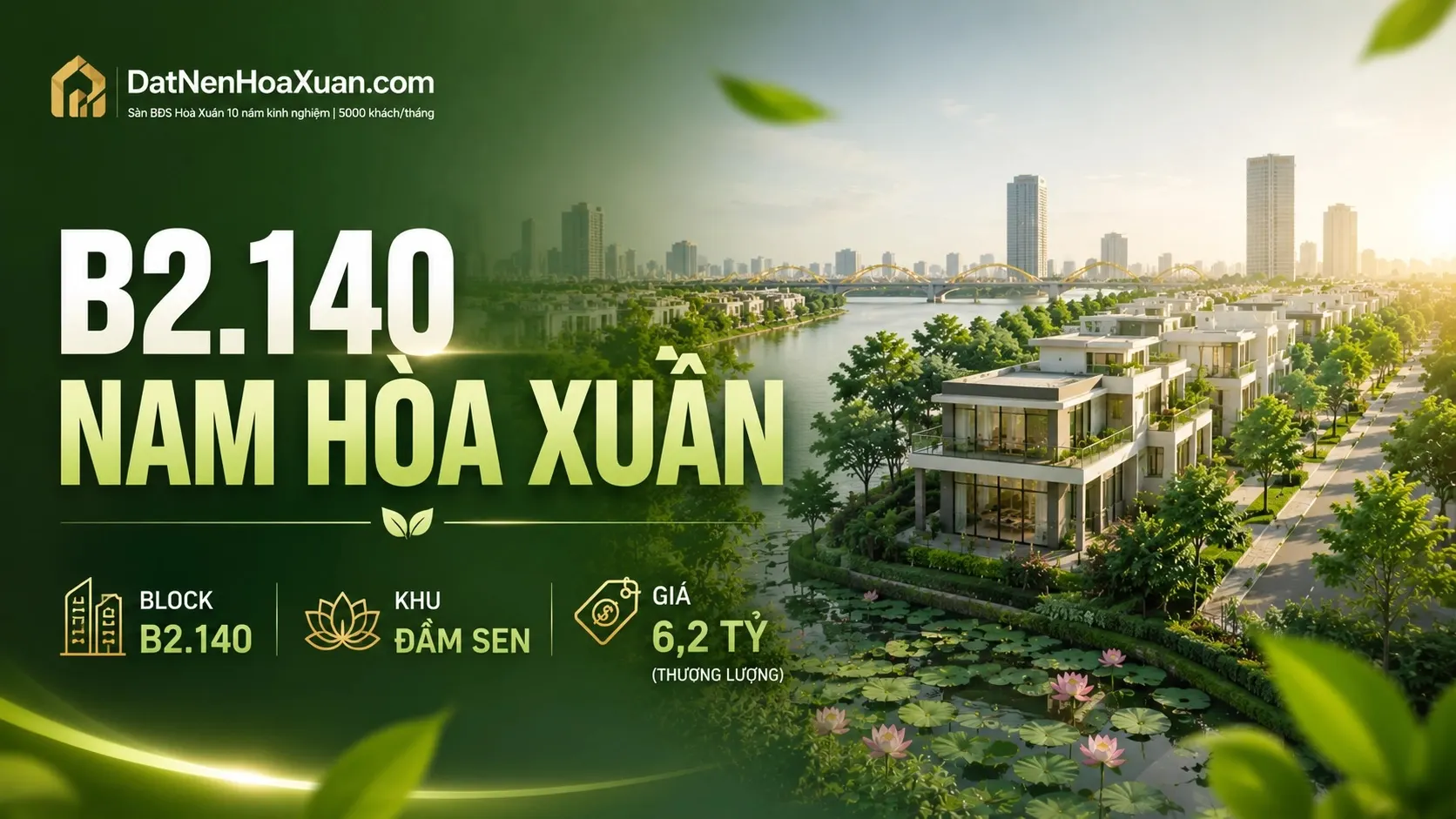 B2.140, Lô 134 - Khu đô thị Nam Hòa Xuân |Sàn Đất Nền Hòa Xuân