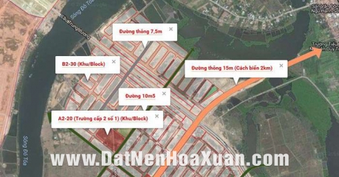 Bán lô 25 B2.30 khu vực block ven sông - Nam Hòa Xuân
