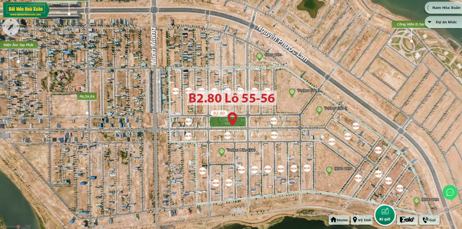 B2.80, Lô 55,56 - Khu đô thị Nam Hòa Xuân |Sàn Đất Nền Hòa Xuân