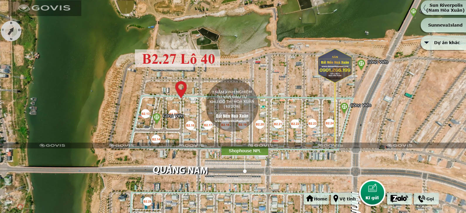 Lô góc, B2.27, Lô 40 - Khu đô thị Nam Hòa Xuân |Sàn Đất Nền Hòa Xuân