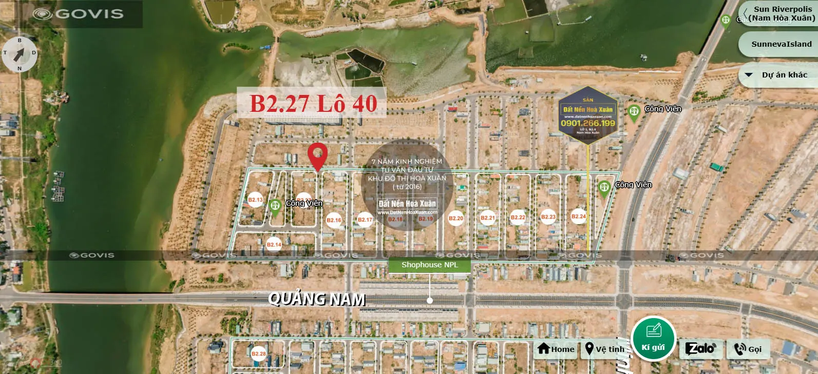  Lô góc, B2.27, Lô 40 - Khu đô thị Nam Hòa Xuân |Sàn Đất Nền Hòa Xuân