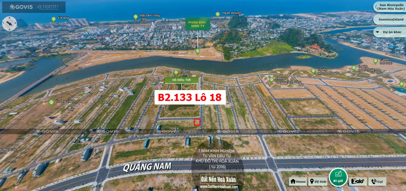  Lô góc, B2.133, Lô 18 - Sun Riverpolis |Sàn Đất Nền Hòa Xuân