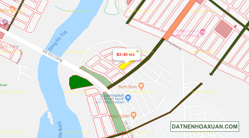  Lô góc, B2.40, Lô 1 - Khu đô thị Võ Chí Công |Sàn Đất Nền Hòa Xuân