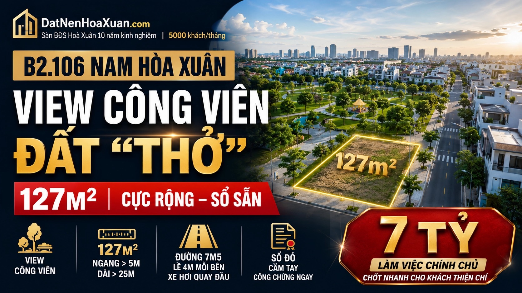 B2.106, Lô 10X - Khu đô thị Nam Hòa Xuân |Sàn Đất Nền Hòa Xuân