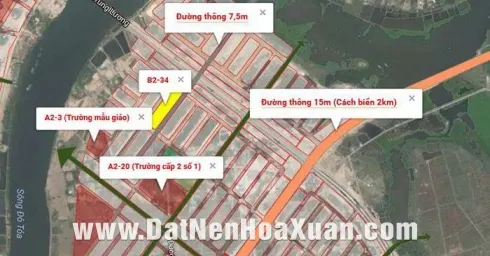 Bán cặp lô 5,6 B2.34 đường thông 7m5 ra cầu Trung Lương - Nam Hòa Xuân