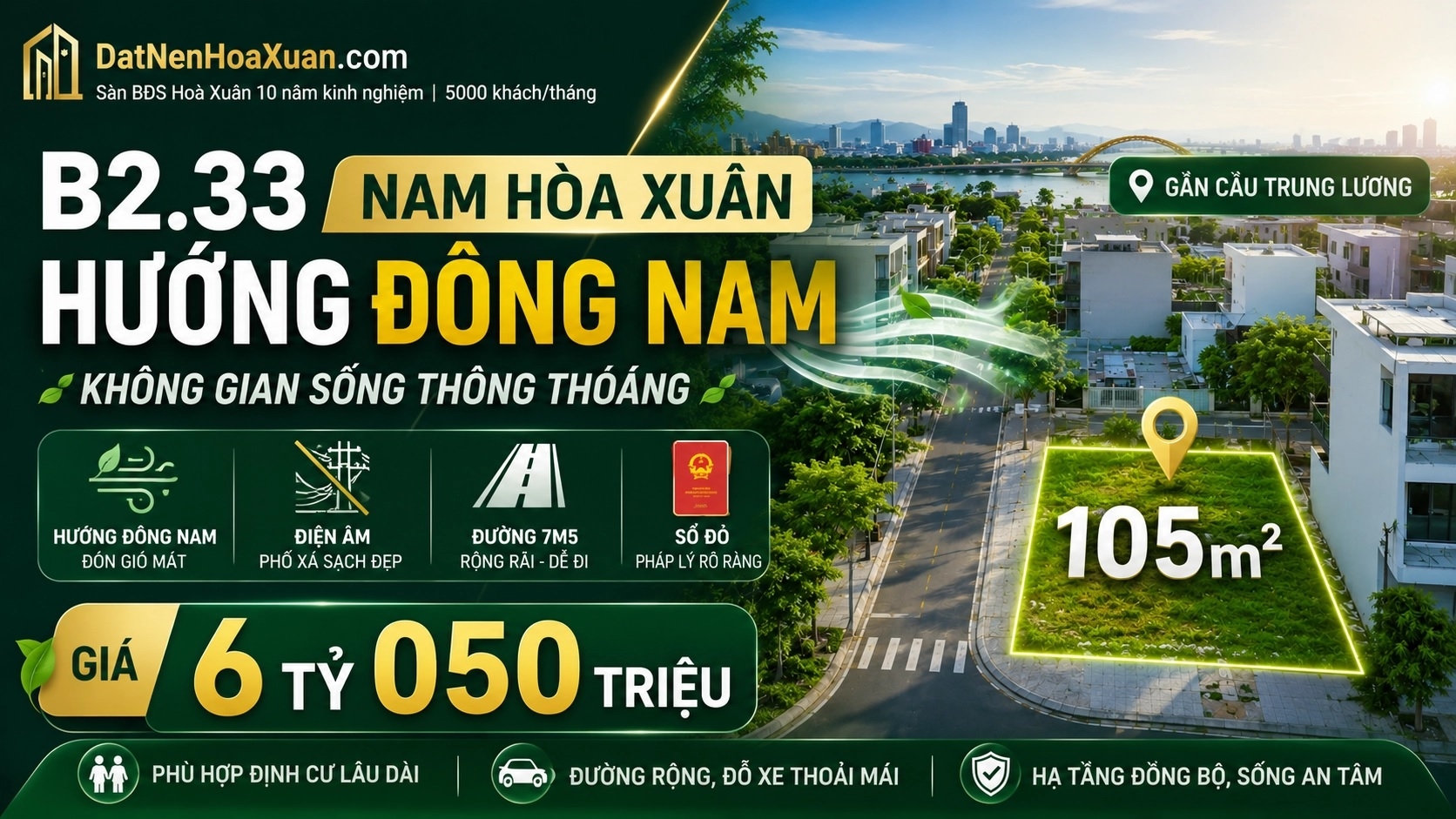 B2.33 Nam Hòa Xuân: Không gian sống thông thoáng với lợi thế hướng Đông Nam