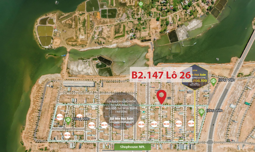  Lô góc, B2.147, Lô 26 - Khu đô thị Nam Hòa Xuân |Sàn Đất Nền Hòa Xuân