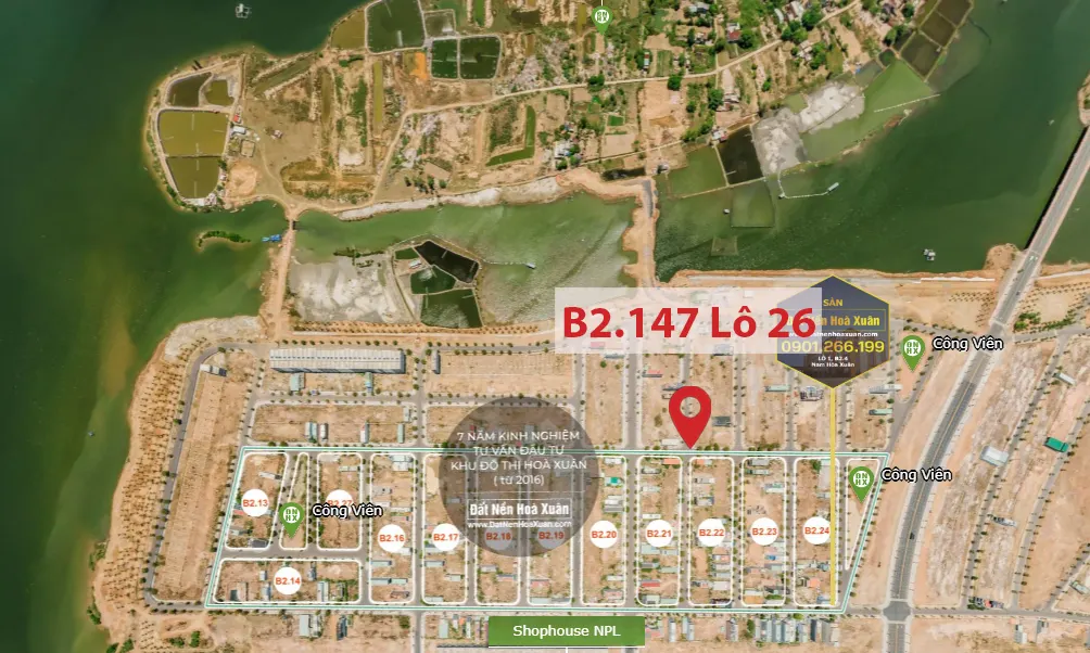  Lô góc, B2.147, Lô 26 - Khu đô thị Nam Hòa Xuân |Sàn Đất Nền Hòa Xuân