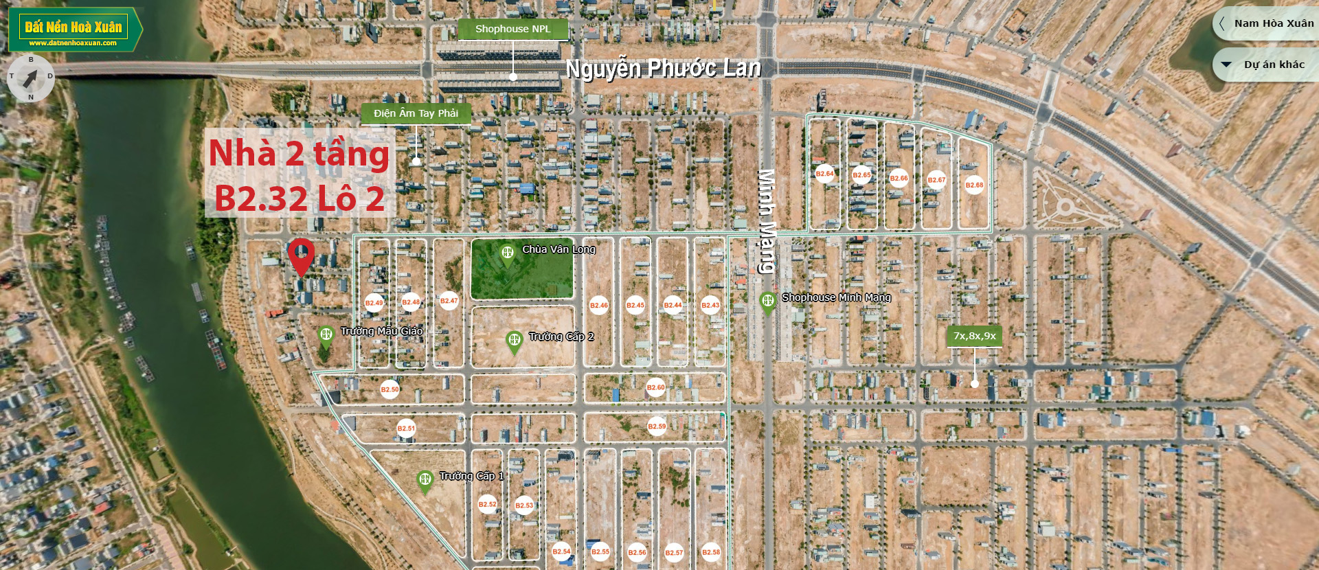 Bán nhà 2 tầng B2.32, Lô 2 - Khu đô thị Nam Hòa Xuân |Sàn Đất Nền Hòa Xuân