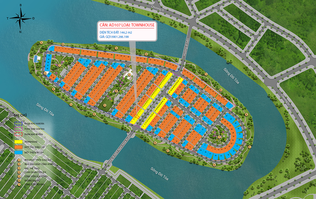  TownHouse, AD1, Lô 7 - Sunneva Island |Sàn Đất Nền Hòa Xuân