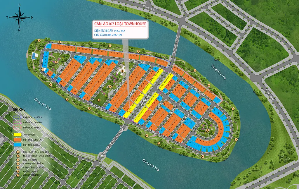 TownHouse, AD1, Lô 7 - Sunneva Island |Sàn Đất Nền Hòa Xuân