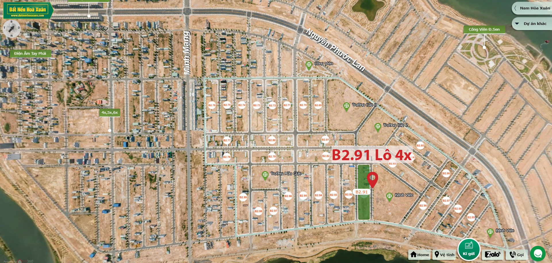 B2.91, Lô 4X - Khu đô thị Nam Hòa Xuân |Sàn Đất Nền Hòa Xuân