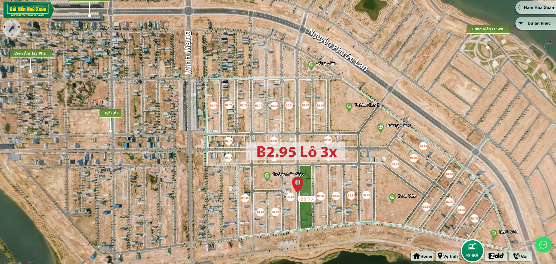 B2.95, Lô 3X - Khu đô thị Nam Hòa Xuân |Sàn Đất Nền Hòa Xuân