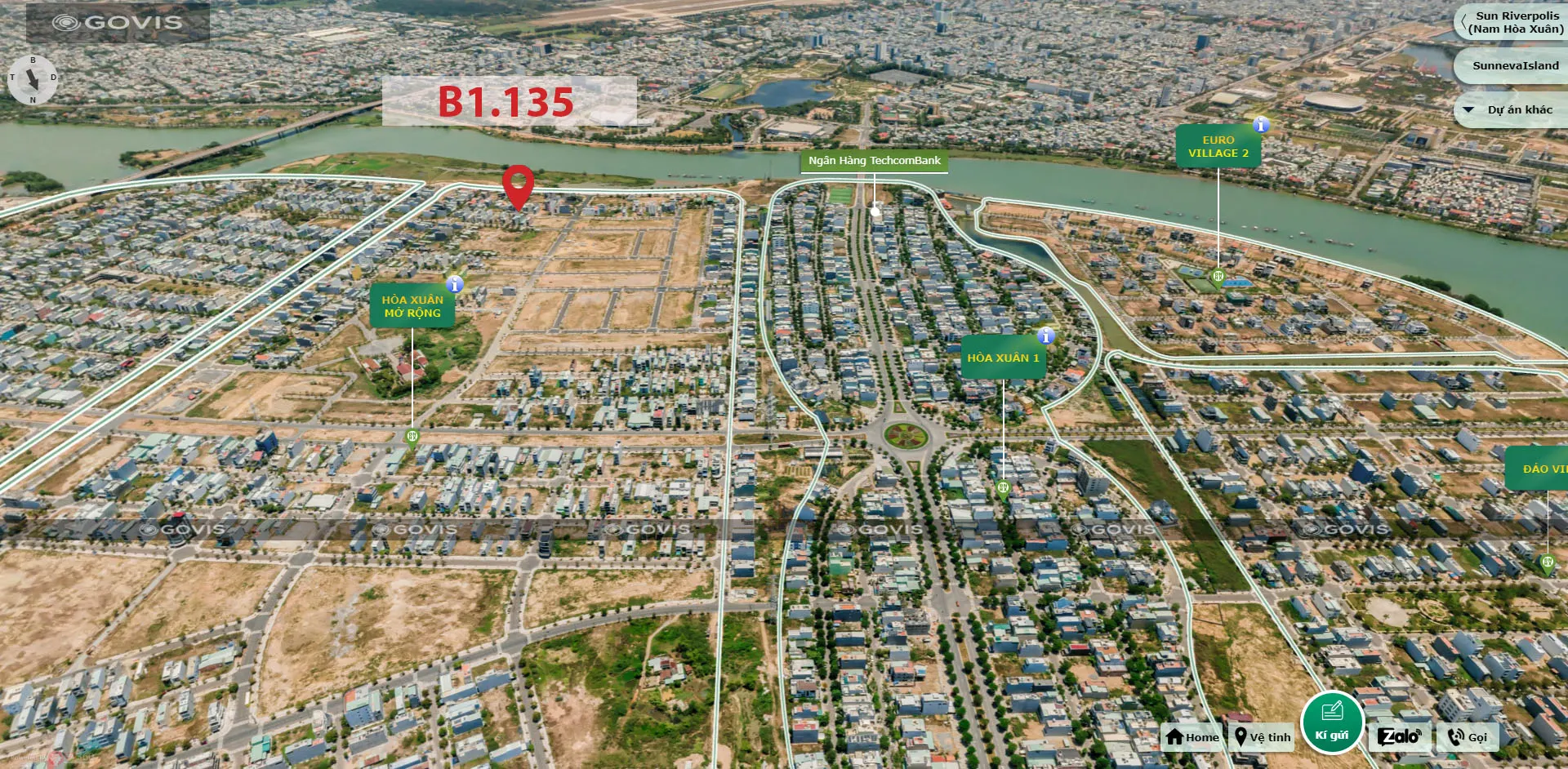 Bán nhà 3 tầng B1.135, Hòa Xuân (Giai Đoạn 1A) |Sàn Đất Nền Hòa Xuân
