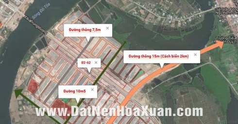 Vị trí đắc địa lô 15 Block B2.62 nằm trục đường chính cầu Trung Lương - Nam Hòa Xuân