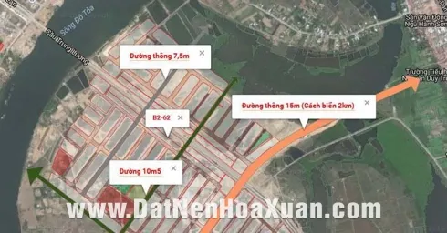 Vị trí đắc địa lô 15 Block B2.62 nằm trục đường chính cầu Trung Lương - Nam Hòa Xuân