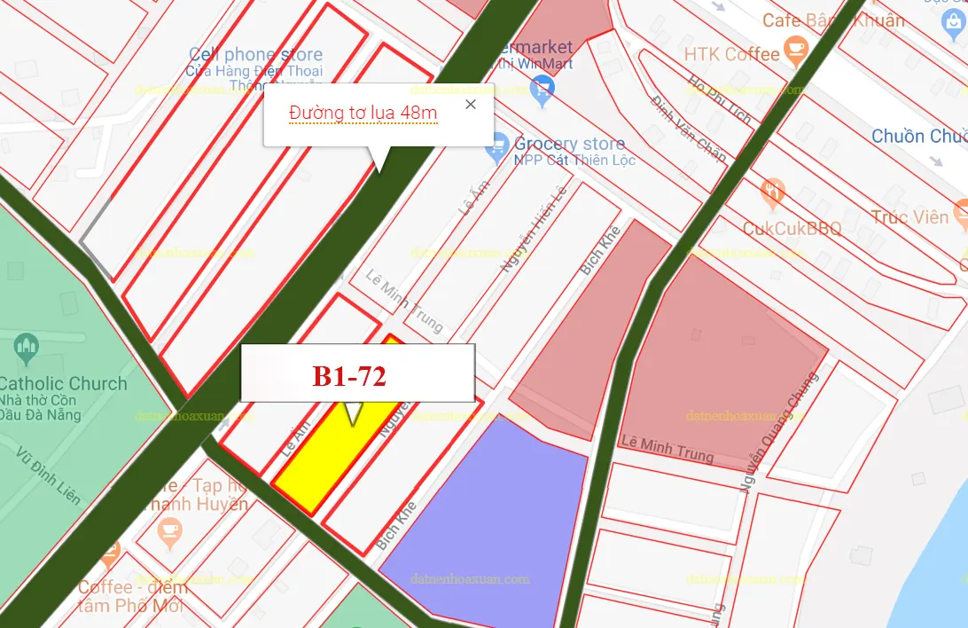  Lô góc, B1.72, Lô 33 - Khu đô thị Nguyễn Tri Phương |Sàn Đất Nền Hòa Xuân