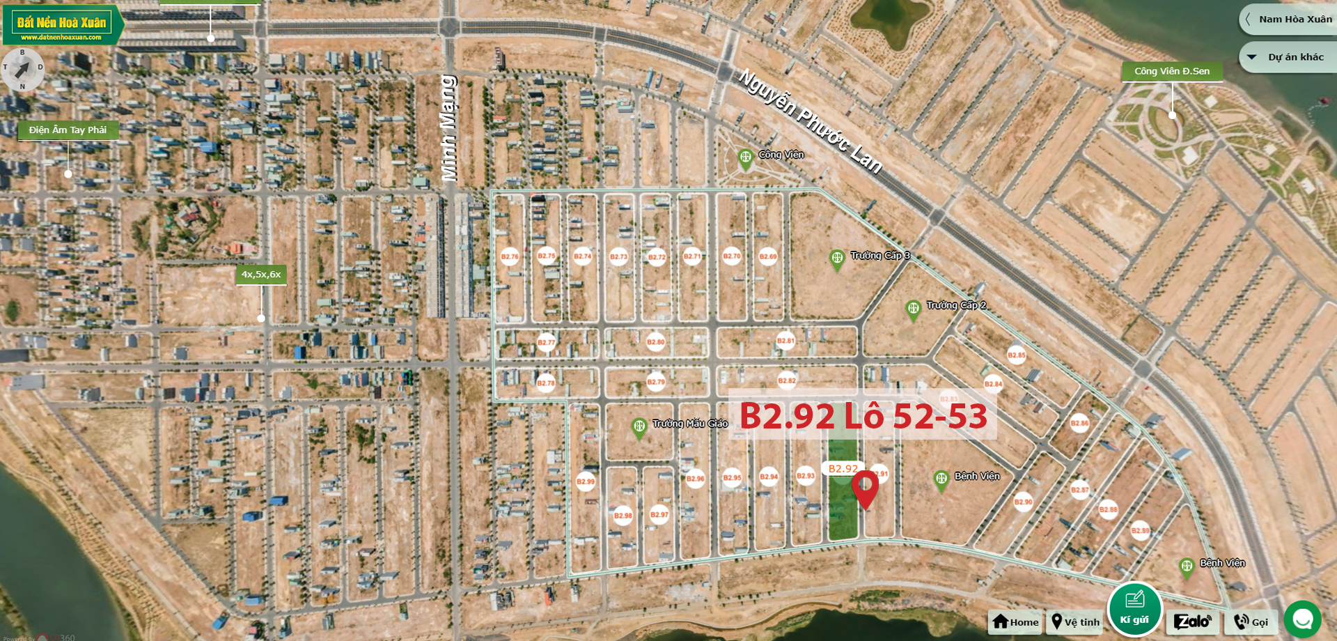 B2.92, Lô 52,53 - Khu đô thị Nam Hòa Xuân |Sàn Đất Nền Hòa Xuân