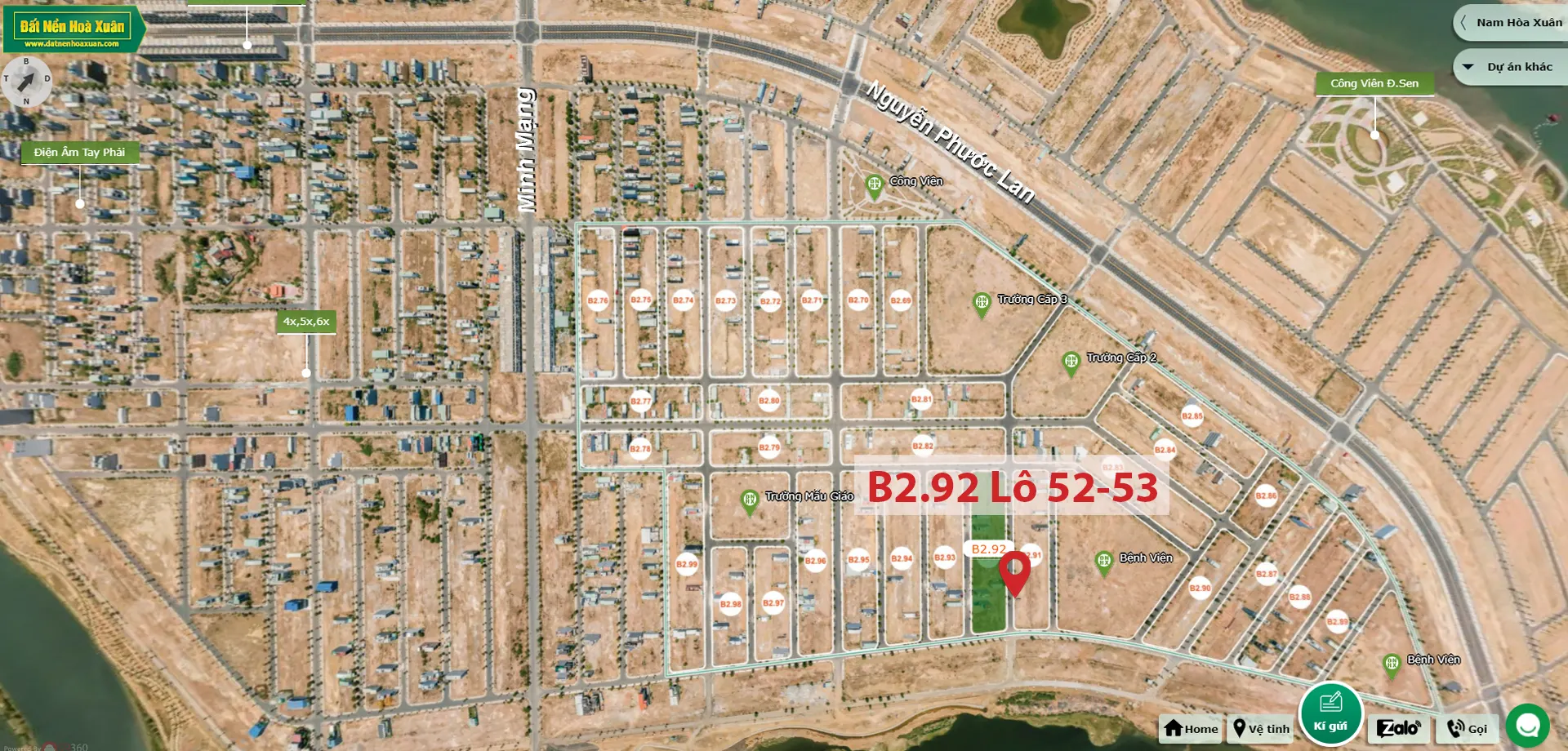 B2.92, Lô 52,53 - Khu đô thị Nam Hòa Xuân |Sàn Đất Nền Hòa Xuân
