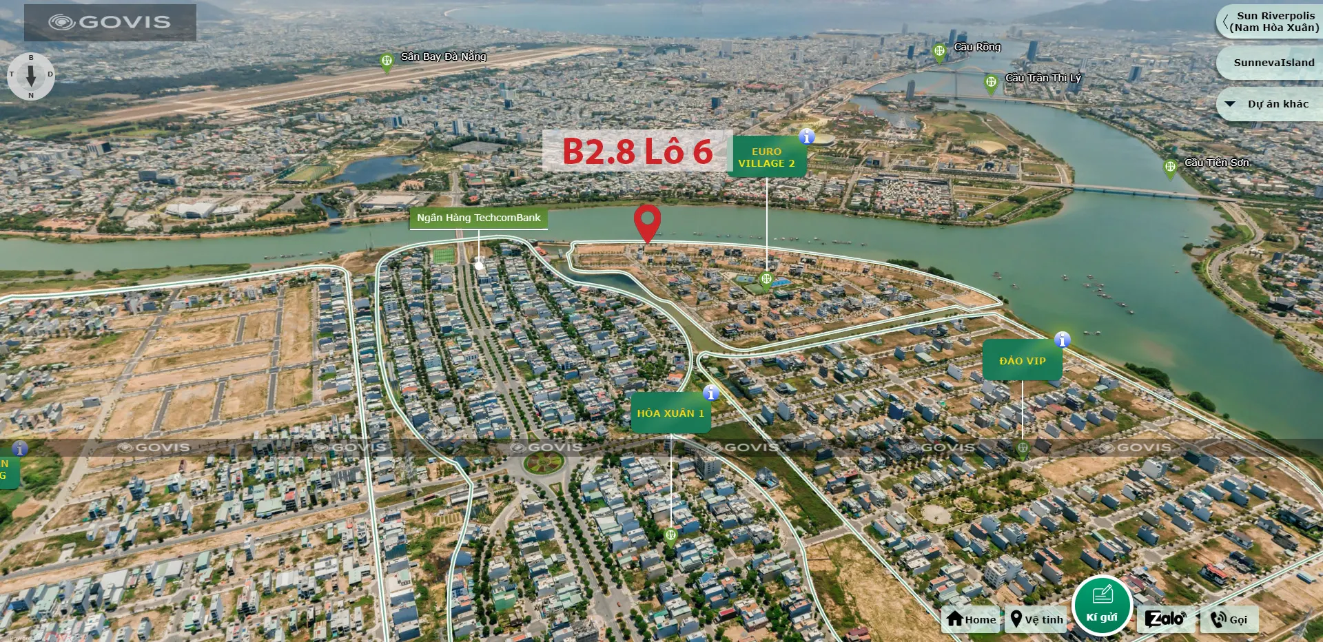 Biệt thự, B2.8, Lô 6 -  Euro Village 2 |Sàn Đất Nền Hòa Xuân