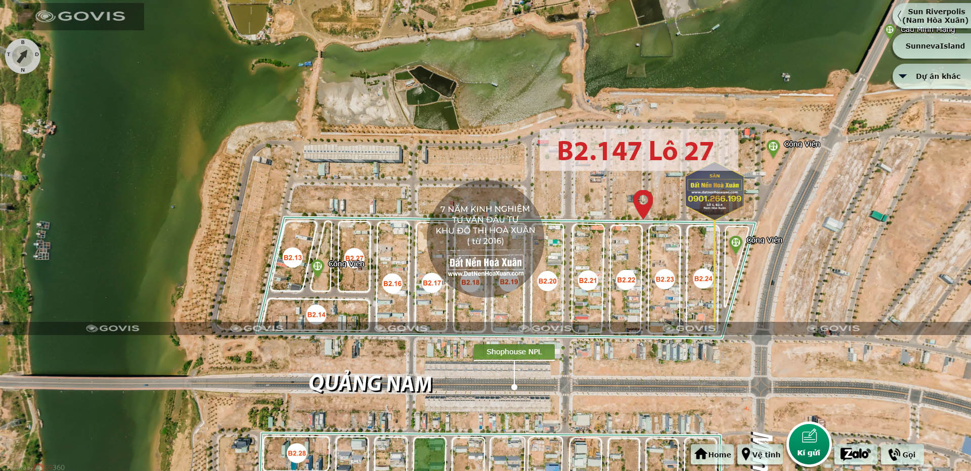 Lô góc, B2.147, Lô 27 - Khu đô thị Nam Hòa Xuân |Sàn Đất Nền Hòa Xuân