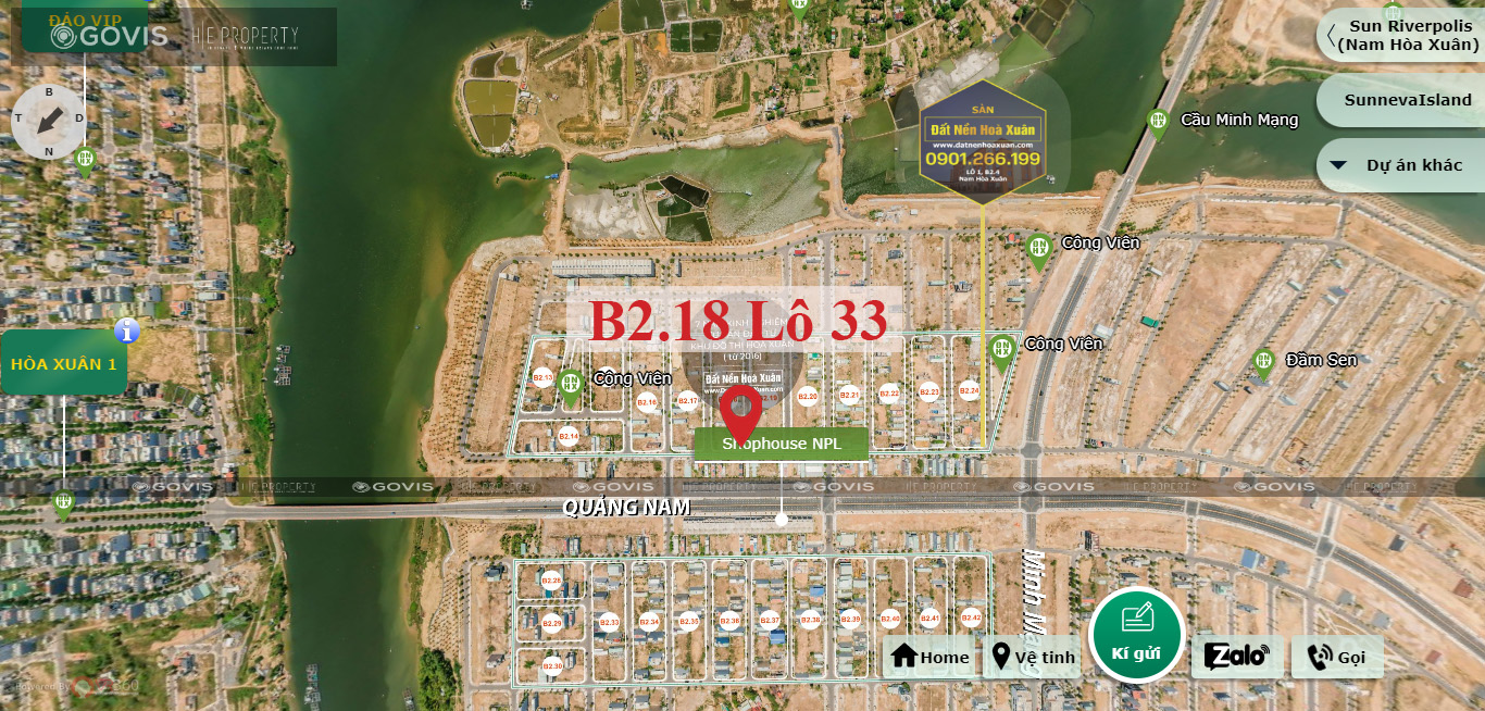 Lô góc, B2.18, Lô 33 - Khu đô thị Nam Hòa Xuân |Sàn Đất Nền Hòa Xuân