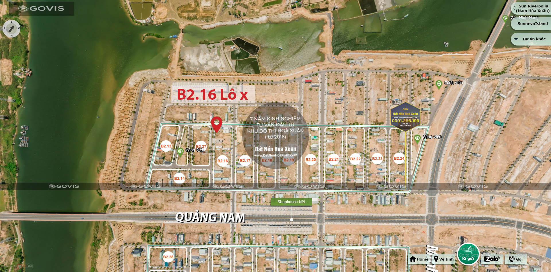  Lô góc, B2.16, Lô X - Khu đô thị Nam Hòa Xuân |Sàn Đất Nền Hòa Xuân