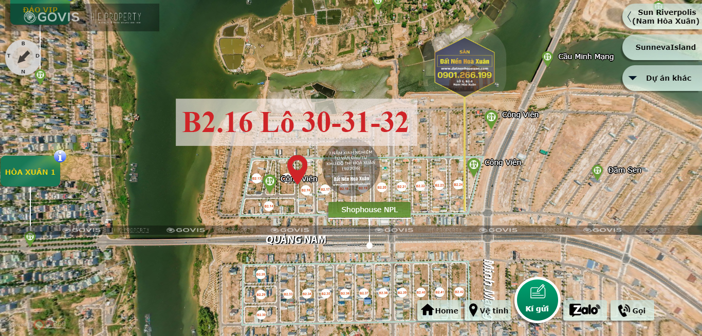 B2.16, Lô 30,31,32 - Khu đô thị Nam Hòa Xuân |Sàn Đất Nền Hòa Xuân